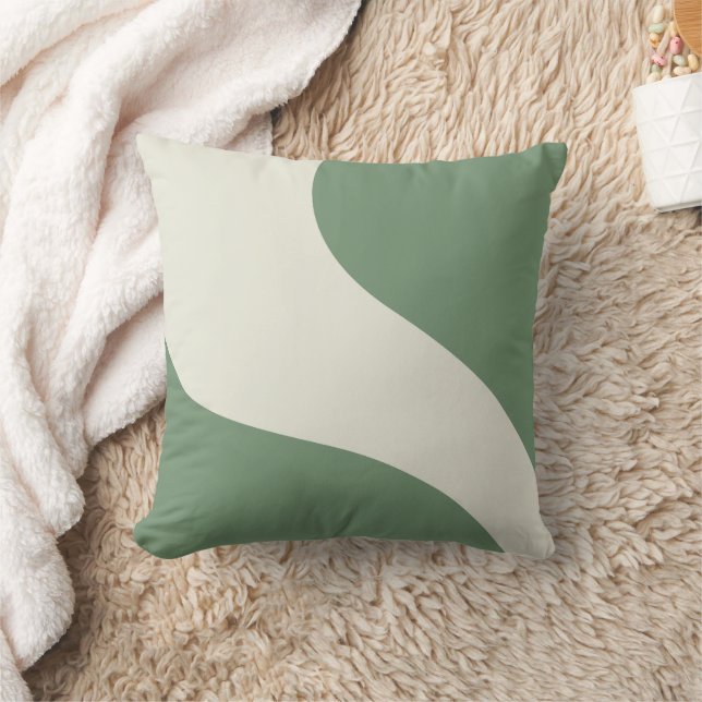 Simple Waves in Green Throw Pillow (Blanket)