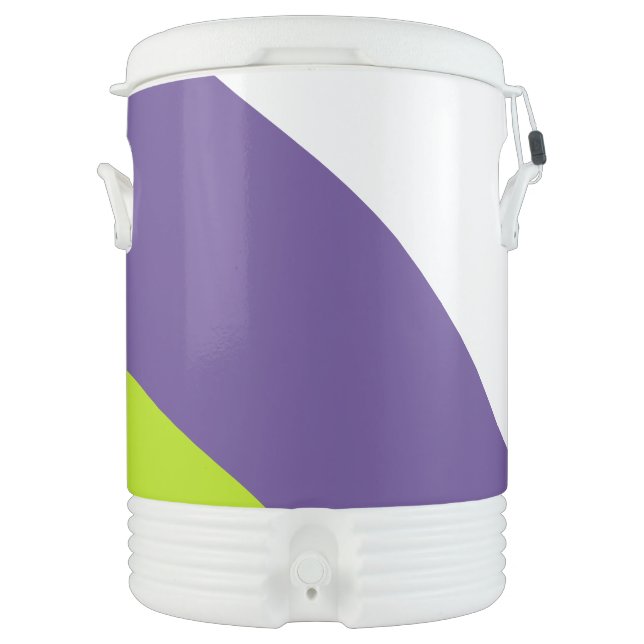 Simple Waves in Lime Green and Purple Beverage Cooler (Front)