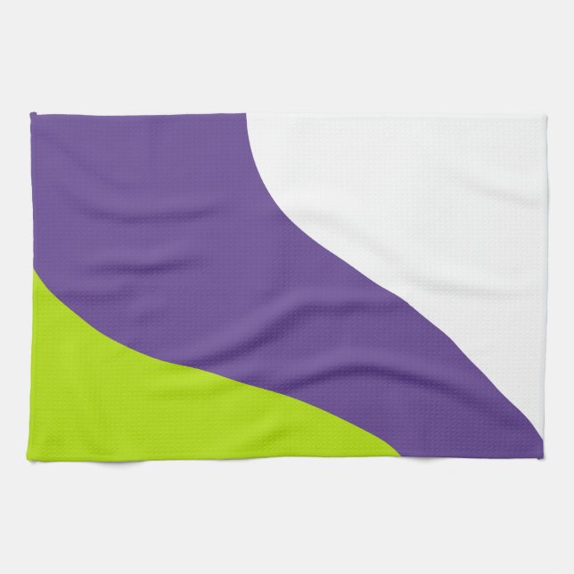 Simple Waves in Lime Green and Purple Kitchen Towel (Horizontal)