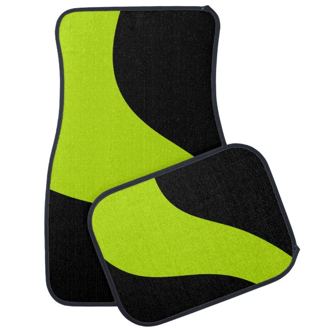 Simple Waves in Lime Green Car Floor Mat (Set)