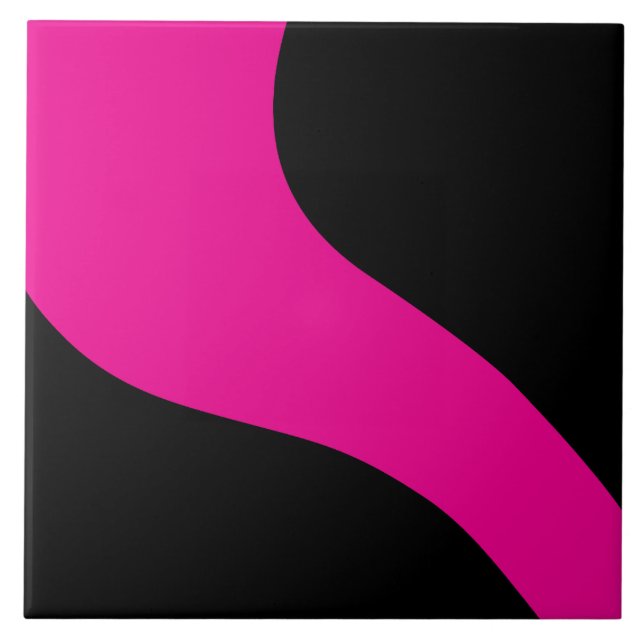 Simple Waves in Magenta and Black Ceramic Tile (Front)