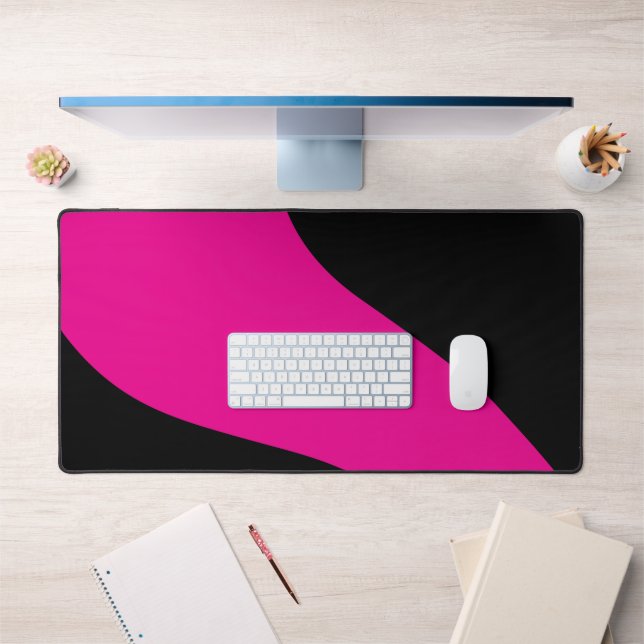 Simple Waves in Magenta and Black Desk Mat (Office 1)