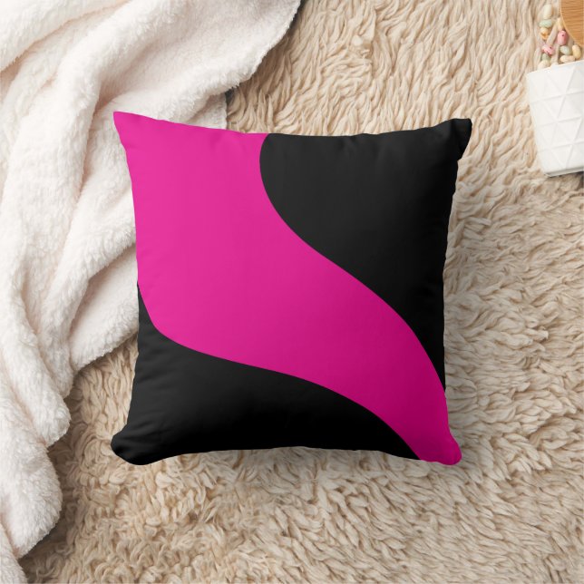 Simple Waves in Magenta and Black Throw Pillow (Blanket)
