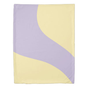 Simple Waves in Pastel Yellow and Purple Duvet Cover