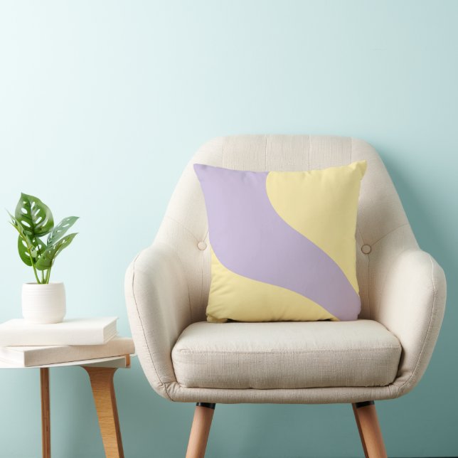 Simple Waves in Pastel Yellow and Purple Throw Pillow (Chair)