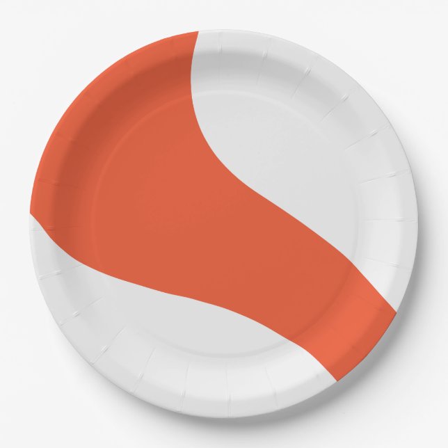Simple Waves - Orange and White Paper Plates (Front)