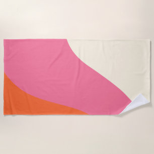 Simple Waves - Pink, Orange and Cream Beach Towel
