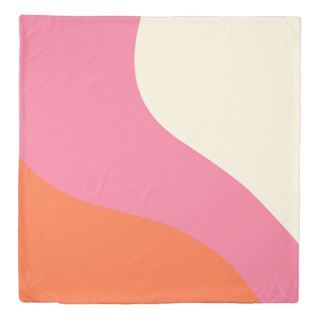 Simple Waves - Pink, Orange and Cream Duvet Cover (Front)