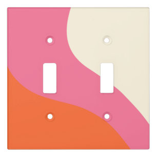Simple Waves - Pink, Orange and Cream Light Switch Cover