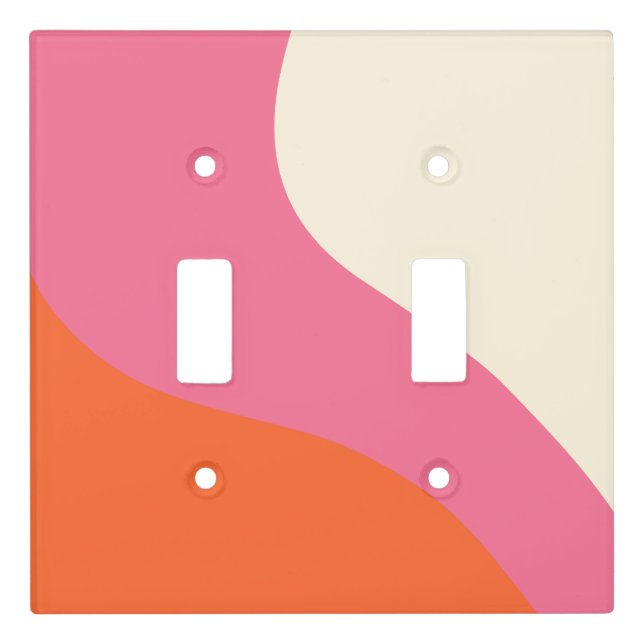 Simple Waves - Pink, Orange and Cream Light Switch Cover (Front)