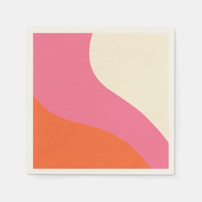 Simple Waves - Pink, Orange and Cream Napkins (Front)