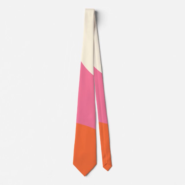 Simple Waves - Pink, Orange and Cream  Neck Tie (Front)