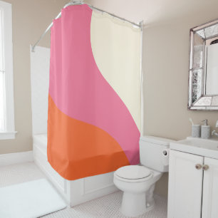 Simple Waves - Pink, Orange and Cream Shower Curtain