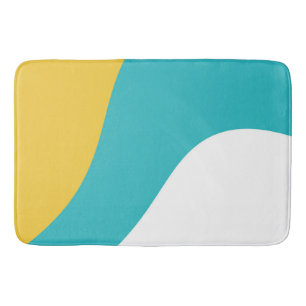 Simple Waves - Turquoise and Yellow Bath Mat