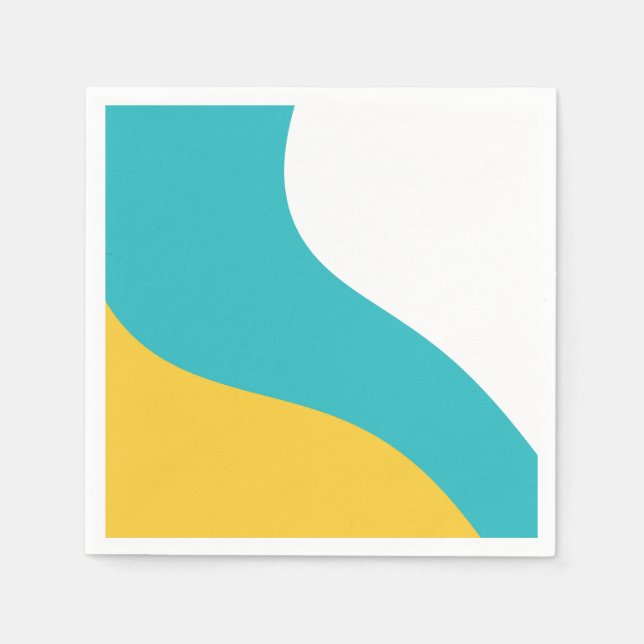 Simple Waves - Turquoise and Yellow Napkins (Front)