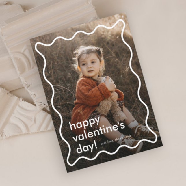 Simple Wavy Frame Photo Valentine's Day Holiday Card (Creator Uploaded)