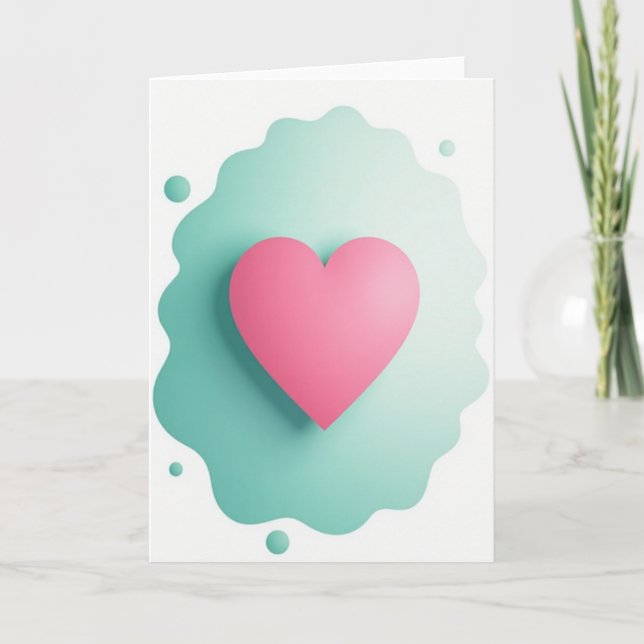 Simple Wavy Pink Heart Card (Front)