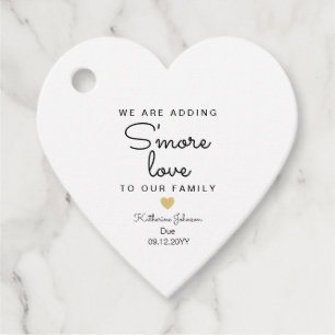 Simple we are adding s'more love heart shaped favor tags