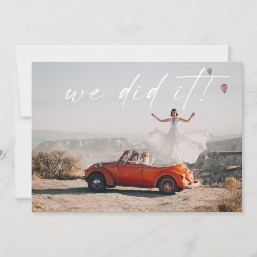 Simple We Did It Wedding Reception Photo Invite