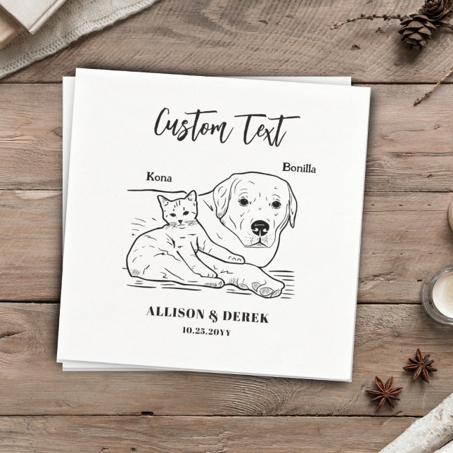Simple We Do Too Dog Cat Wedding Pet Name Napkins (Creator Uploaded)