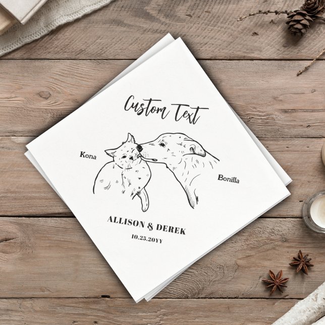 Simple We Do Too Dog Cat Wedding Pet Name Napkins (Creator Uploaded)