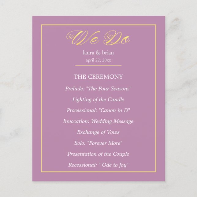 Simple WE DO Wedding Program (Front)