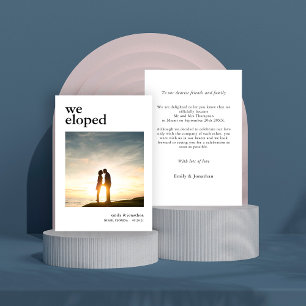 Simple We Eloped Photo Wedding Announcement