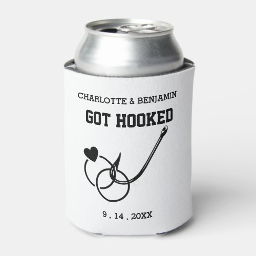 Simple We Got Hooked Wedding Can Cooler
