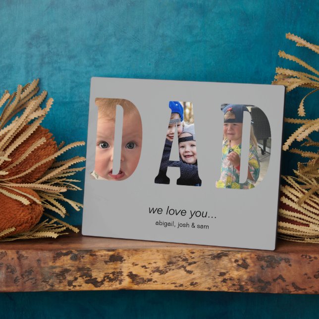 Simple We Love you Dad Photo Collage  Plaque (Side)