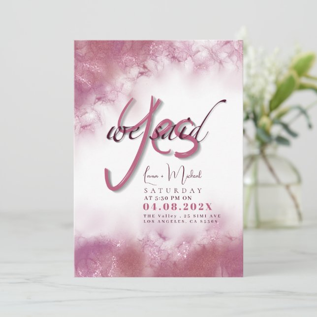 Simple We Said Yes Custom Names and Text Invitation (Standing Front)