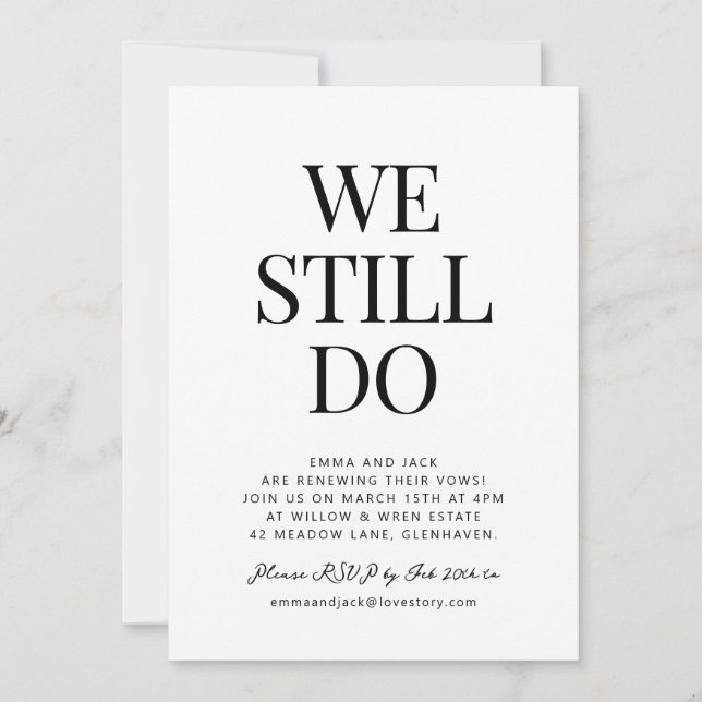 Simple We Still Do Vow Renewal Card (Front)