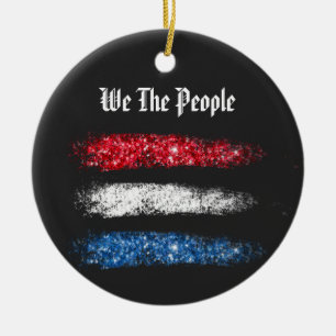 *~* Simple WE THE PEOPLE - American Flag Modern Ceramic Ornament