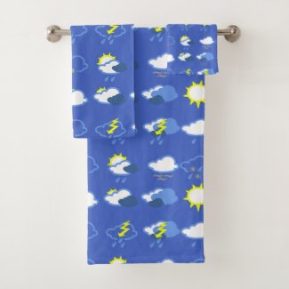 simple weather symbols bath towel set