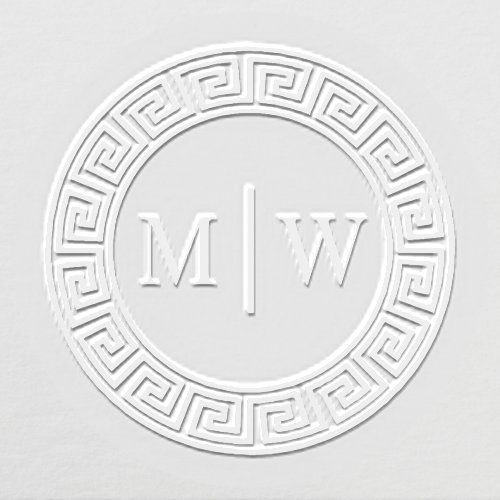 Simple Wedding 2 Initial Monogram VS Greek Key Fr  Embosser