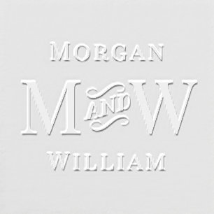 Simple Wedding 2 Initial Names Fancy “and” #1 Embosser