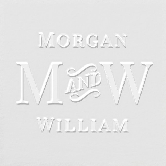 Simple Wedding 2 Initial Names Fancy “and” #1 Embosser (Design)