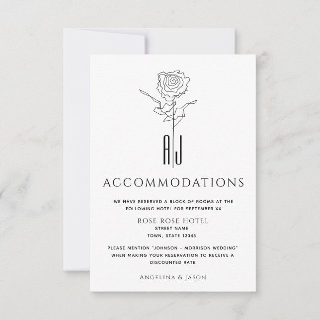 Simple Wedding Accommodation Enclosure Card (Front)