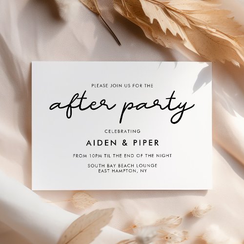 Simple wedding after party invitation