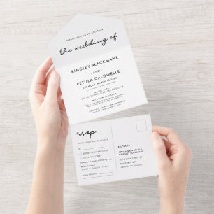 Simple wedding all in one invitation