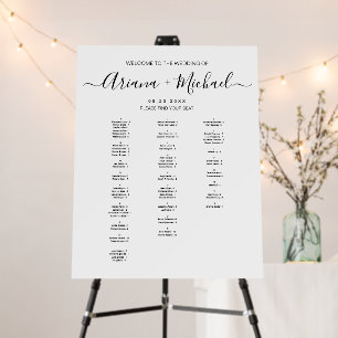 Simple Wedding Alphabetical table Seating chart Foam Board