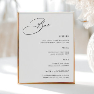 Simple Wedding Bar Menu  Poster