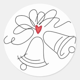 Simple wedding bells envelope seal stickers