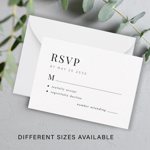 Simple wedding black and white budget RSVP Note Card