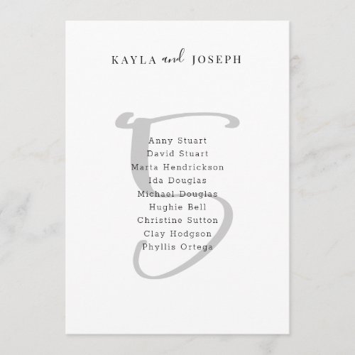 Simple Wedding Bold Table Number 5 Sign