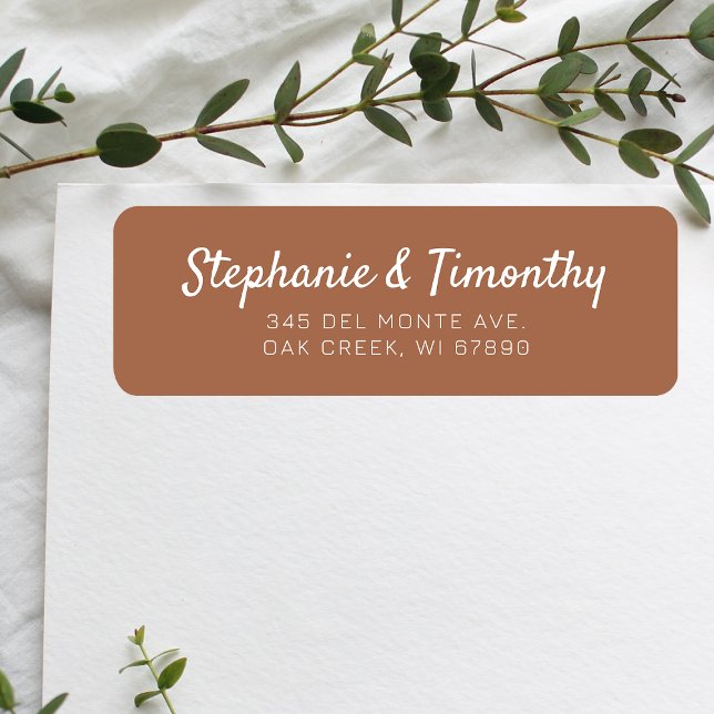 Simple Wedding Burnt-Orange Return Address Label (Effortlessly manage wedding correspondence with our simple return labels, ensuring seamless mailing.)