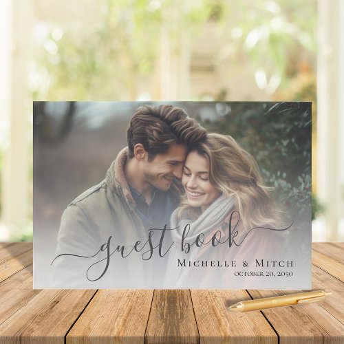 Simple Wedding Calligraphy Script Photo Guest Book