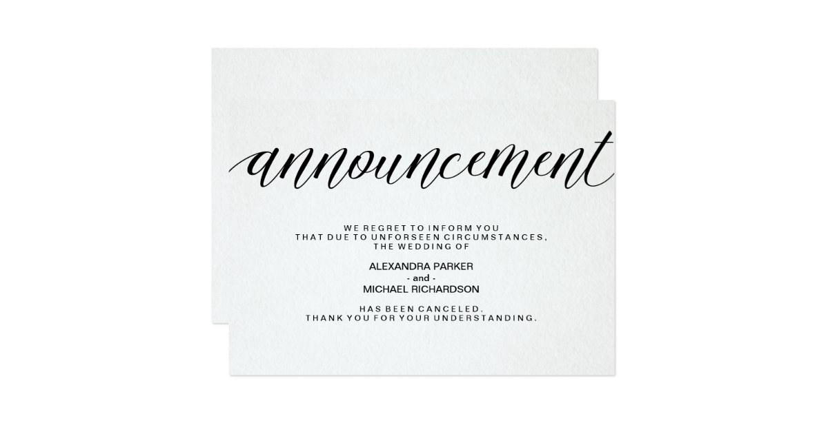 Simple Wedding Cancellation Announcement Zazzle