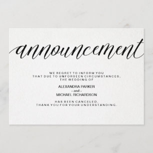 Simple Wedding Cancellation Announcement