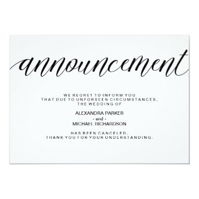 Simple Wedding Postponement Announcement Card Zazzle