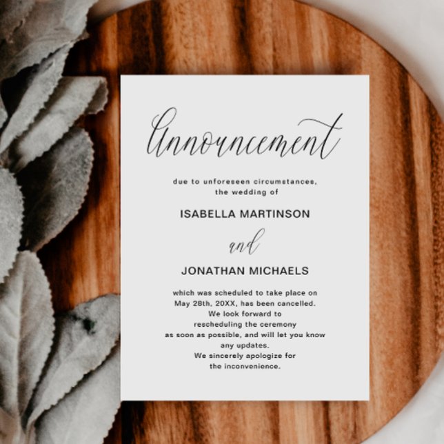 Simple Wedding Cancellation Announcement (Creator Uploaded)